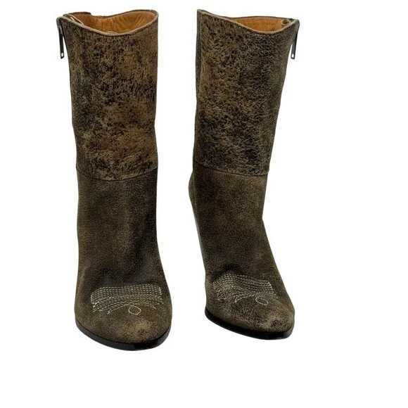 Golden Goose Women Candy Distressed Leather Western Cowboy Boots Brown Size 36 6 - Picture 3 of 14